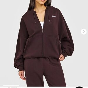 Oner Active Mid Weight Relaxed Zip Through Hoodie XXL plum brown